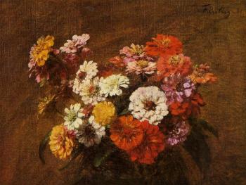 亨利 方丹 拉圖爾 Zinnias in a Vase 亨利 方丹 拉圖爾 Zinnias in a Vase